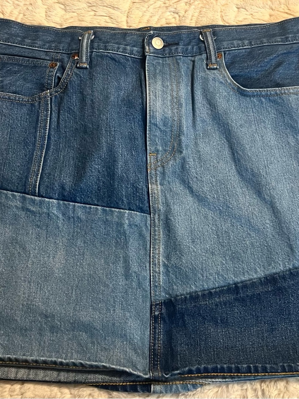 Vintage Levi's Two-Tone Blue Patchwork Denim Mini Skirt